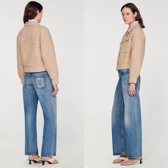 Sandro metalic thread trucker jacket tweed cardicoat - Picture 7 of 15